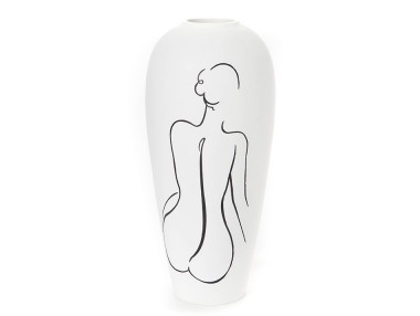 VASE FEMMES BLANC/NOIR H34