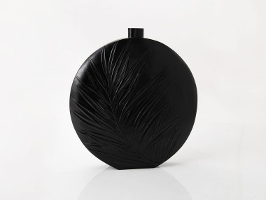 VASE H68 FEUILLES NOIR