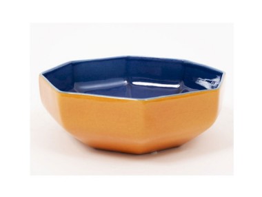 CENTRE DE TABLE BLEU/OCRE...