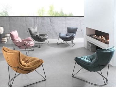 FAUTEUIL TISSU PIEDS MÉTAL...