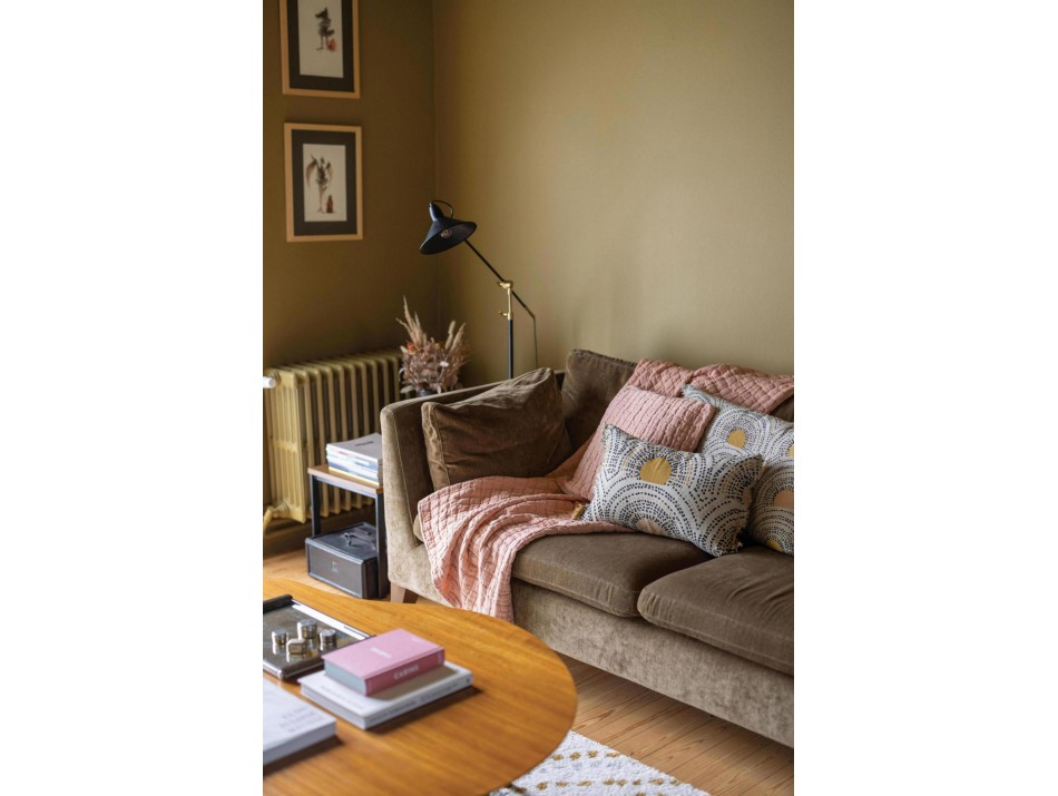 Couvre-lit 240x260 Cm En Coton Stonewashed Swami Thym - Doux Et Chaleureux, Certifié Oeko-Tex