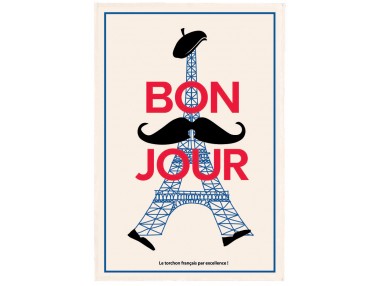 Torchon Bonjour Ecru 48 x 72