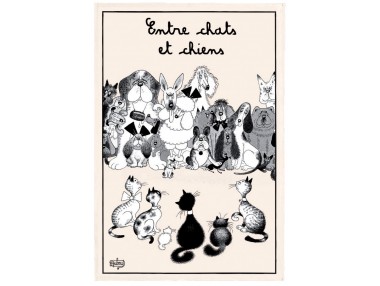 Torchon Dubout Entre Chats...
