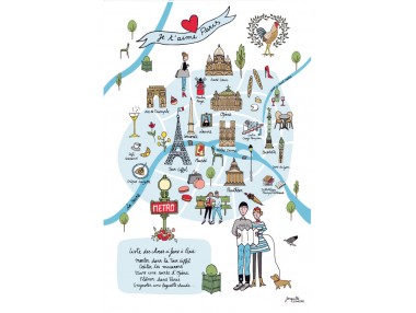 Torchon Carte Paris Blanc...