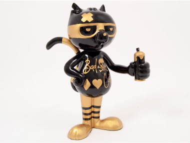 CHAT GRAFFEUR NOIR ET OR