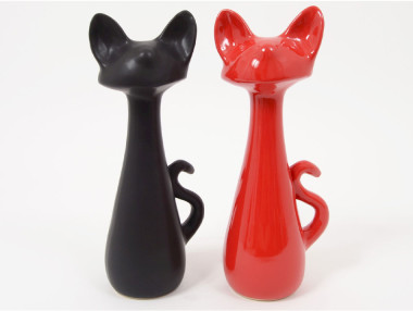 CHAT ROUGE ET NOIR 37CM