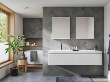 SALLE DE BAIN ASPECT VERRE...