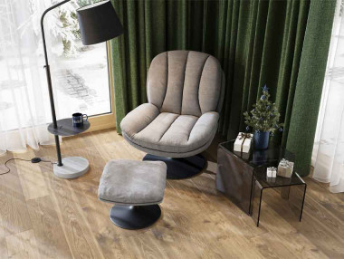 FAUTEUIL PIVOTANT AVEC POUF