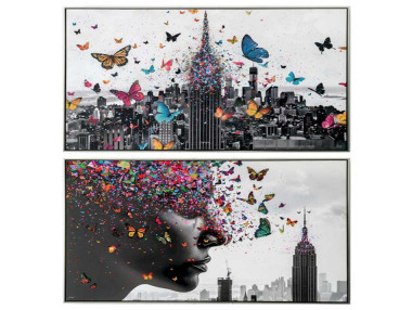 TOILE ENVOL DE PAPILLONS ASS