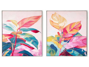 TOILE FEUILLES COLORÉES ASS