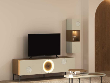MEUBLE TV 2 TIROIRS