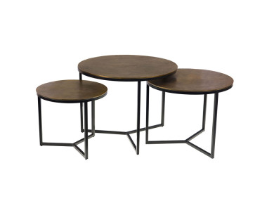 SET DE 3 TABLES BASSES GOLD