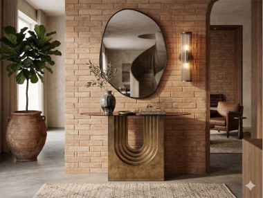 CONSOLE ARC OR VERRE CARMEN