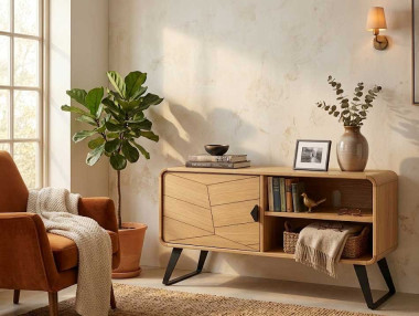 MEUBLE TV PORTE DÉCOR CHEVRON