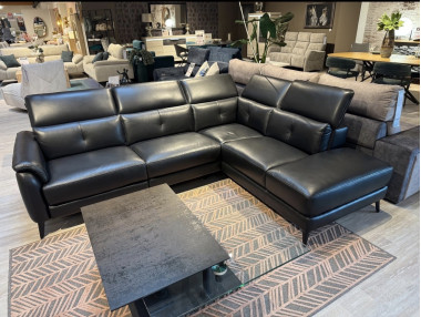 Canapé d'angle en cuir avec...