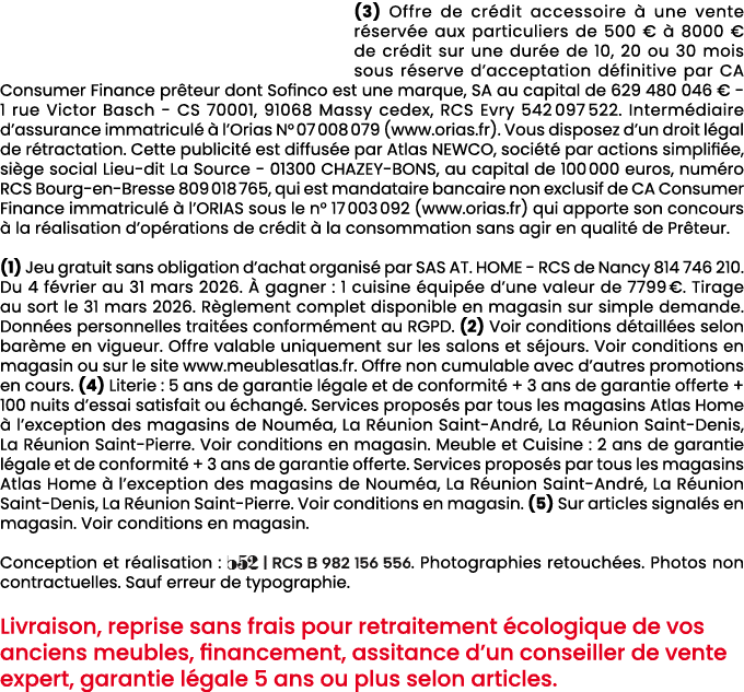 (3) Offre de cr dit accessoire  une vente r serv e aux particuliers de 500 €   8000 € de cr dit sur une dur e de 10,...