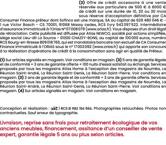 (2) Offre de cr dit accessoire  une vente r serv e aux particuliers de 500 €   8000 € de cr dit sur une dur e de 10,...