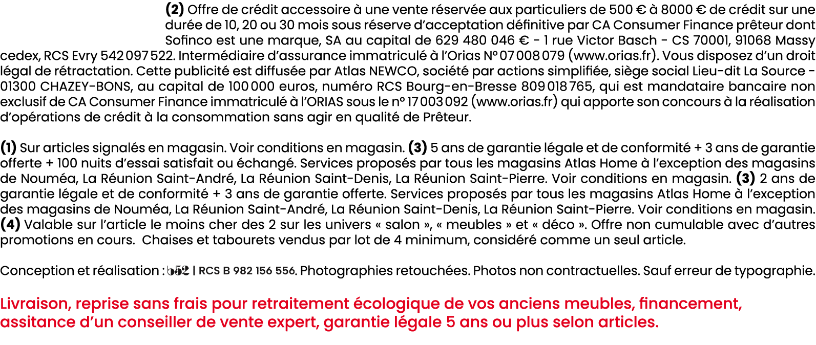 (2) Offre de cr dit accessoire  une vente r serv e aux particuliers de 500 €   8000 € de cr dit sur une dur e de 10,...