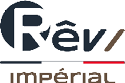 Logo stylis avec le texte “R v imp rial" en noir et marron s par  par une ligne tricolore noire, blanche et rouge.  Description g n r e par IA