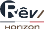 Logo stylis avec le texte “R v Horizon" accompagn  d'une barre tricolore noire, blanche et rouge.  Description g n r e par IA