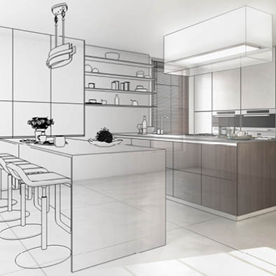 Contemporary Designed Kitchen (development) - 3d illustration