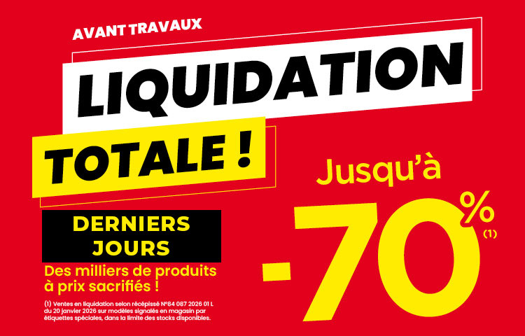 LIQUIDATION TOTALE ! JUSQU'À -70%