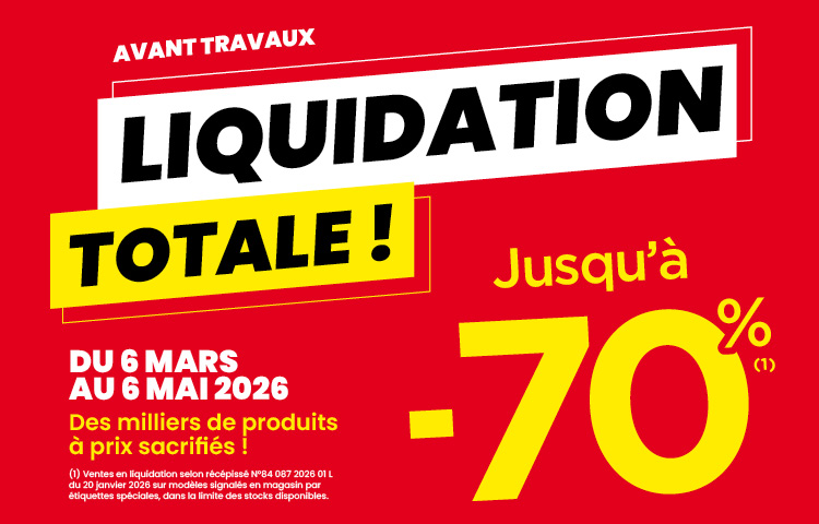 LIQUIDATION TOTALE ! JUSQU'À -70%