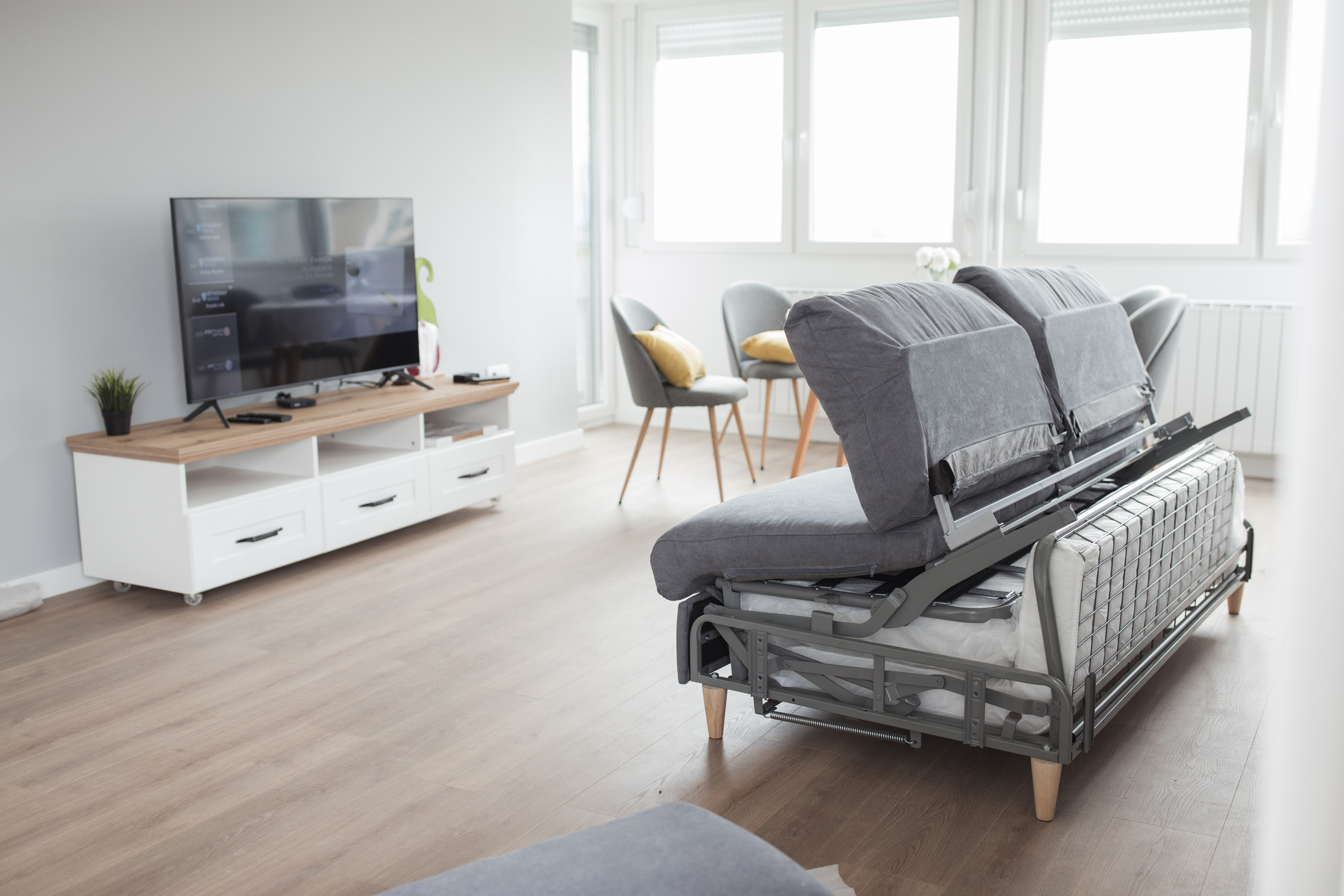 Canapé convertible rapido tissu gris Atlas Home Saint-Gilles-Croix-de-Vie