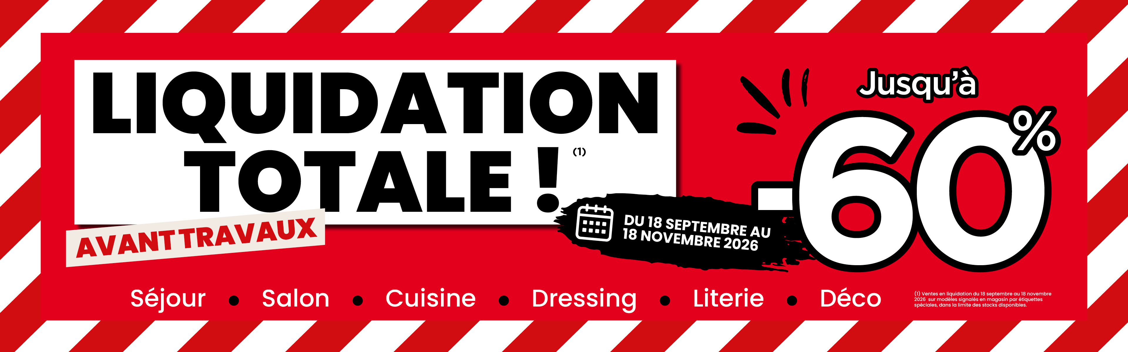 Liquidation totale ! Jusqu'à -60%