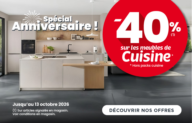 Spécial anniversaire chez Atlas Home ! -40% sur les meubles de cuisine Spécial anniversaire chez Atlas Home ! -40% sur les meubles de cuisine