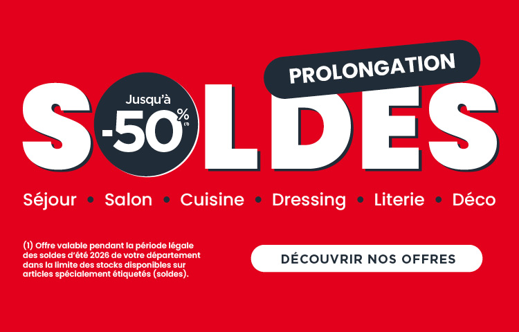 SOLDES ÉTÉ 2026 ! JUSQU'À -50% SOLDES ÉTÉ 2026 ! JUSQU'À -50%